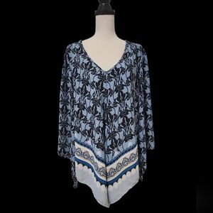 18/20W Assymetrical Cato Blouse Flare Sleeve